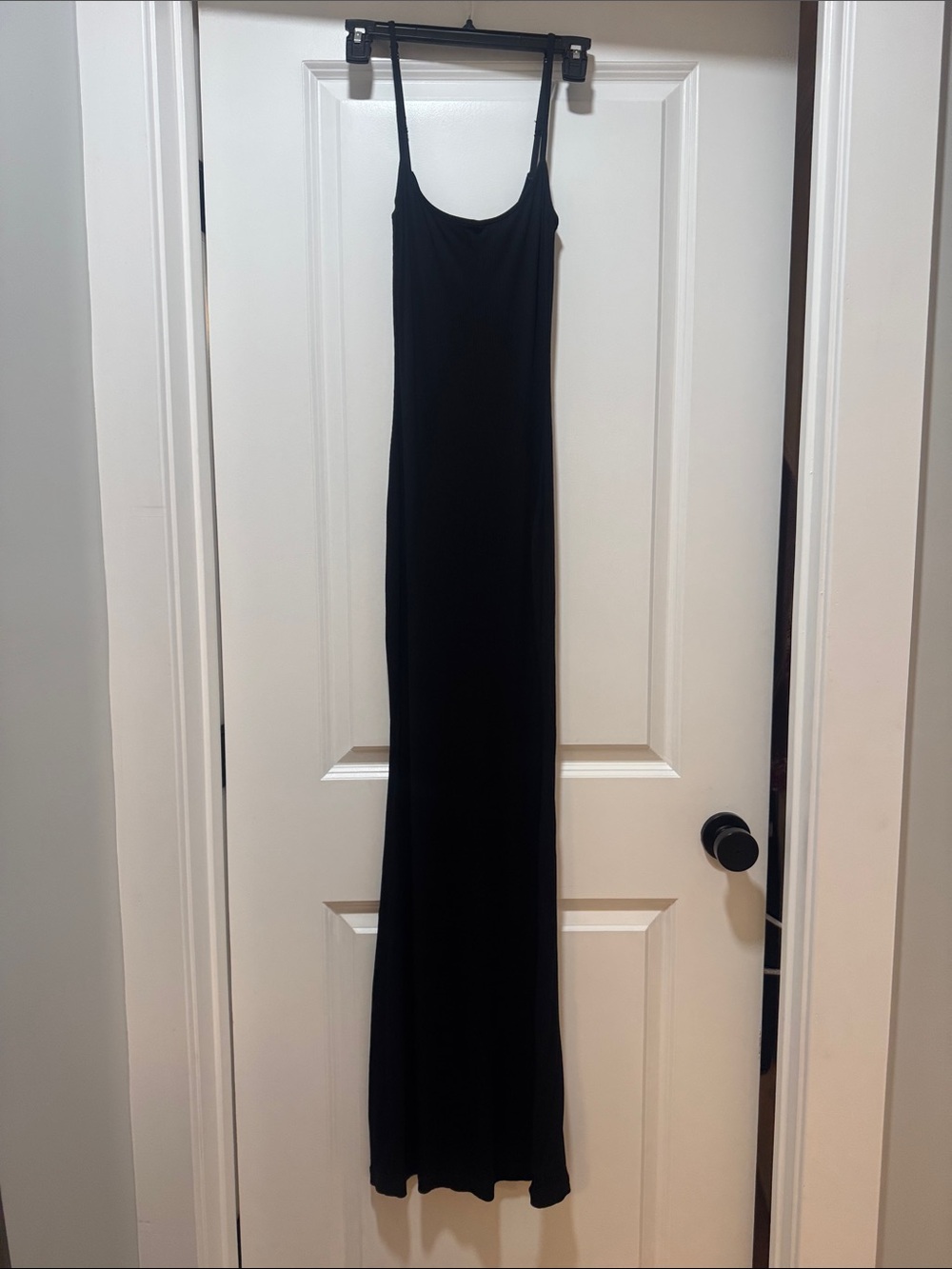 SKIMS Black Maxi Slip Dress with Spaghetti Straps